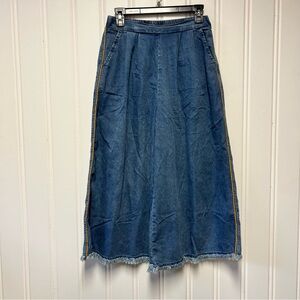 Easel Cropped Wide Leg Denim Pants w/ Side Stripe – Size M